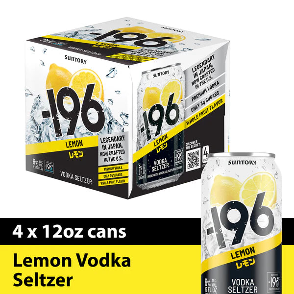 -196 Suntory Vodka Seltzer, Lemon 4x12 oz. Cans
