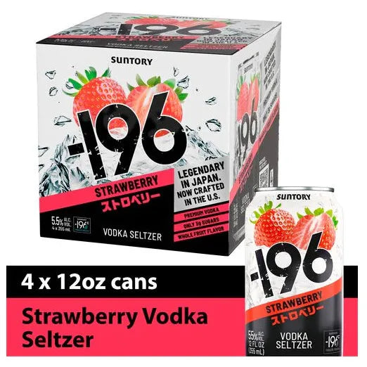 -196 Suntory Vodka Seltzer, Strawberry, 4x12 oz. Cans